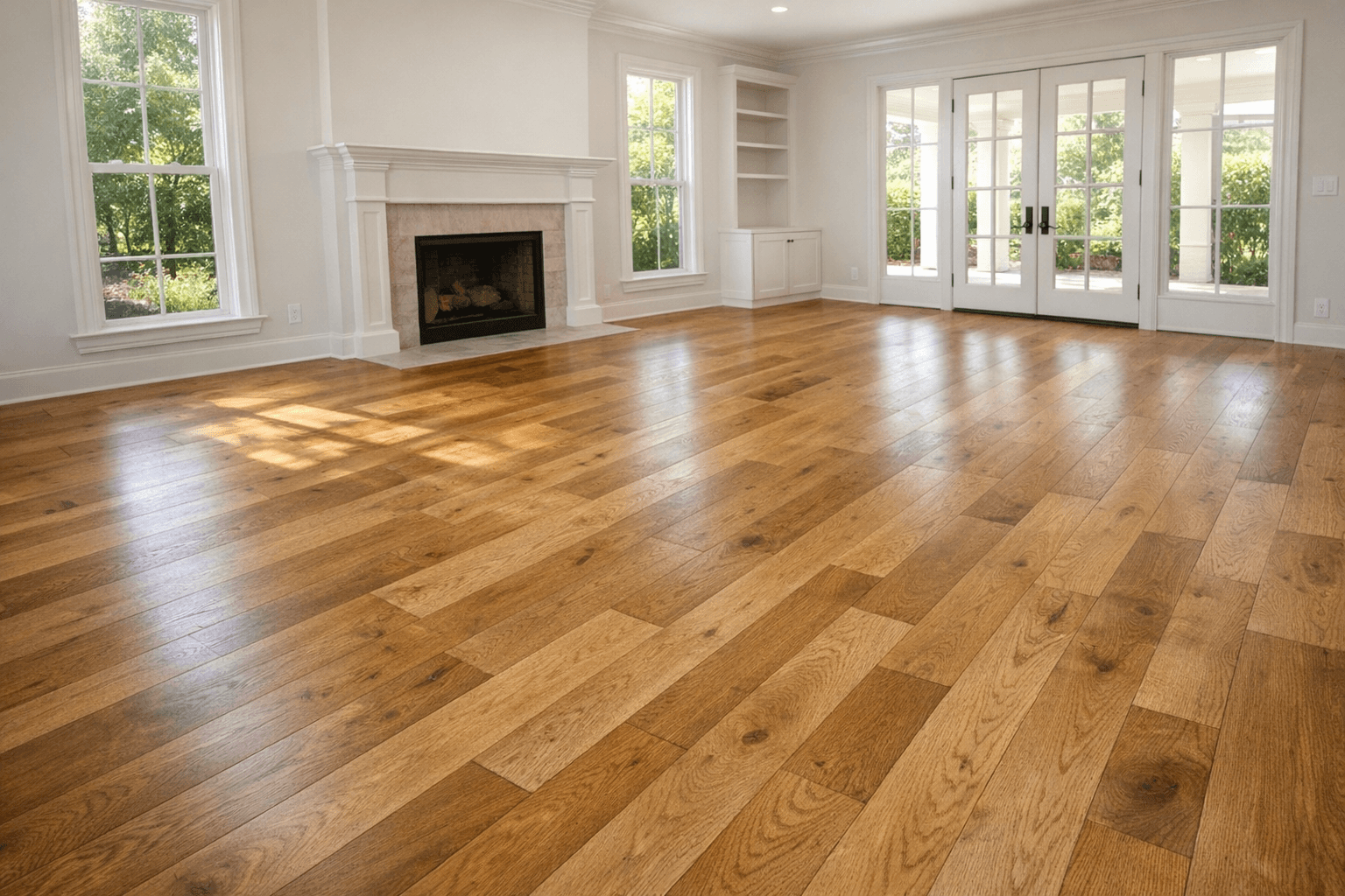 Living room renovation with new flooring and paint