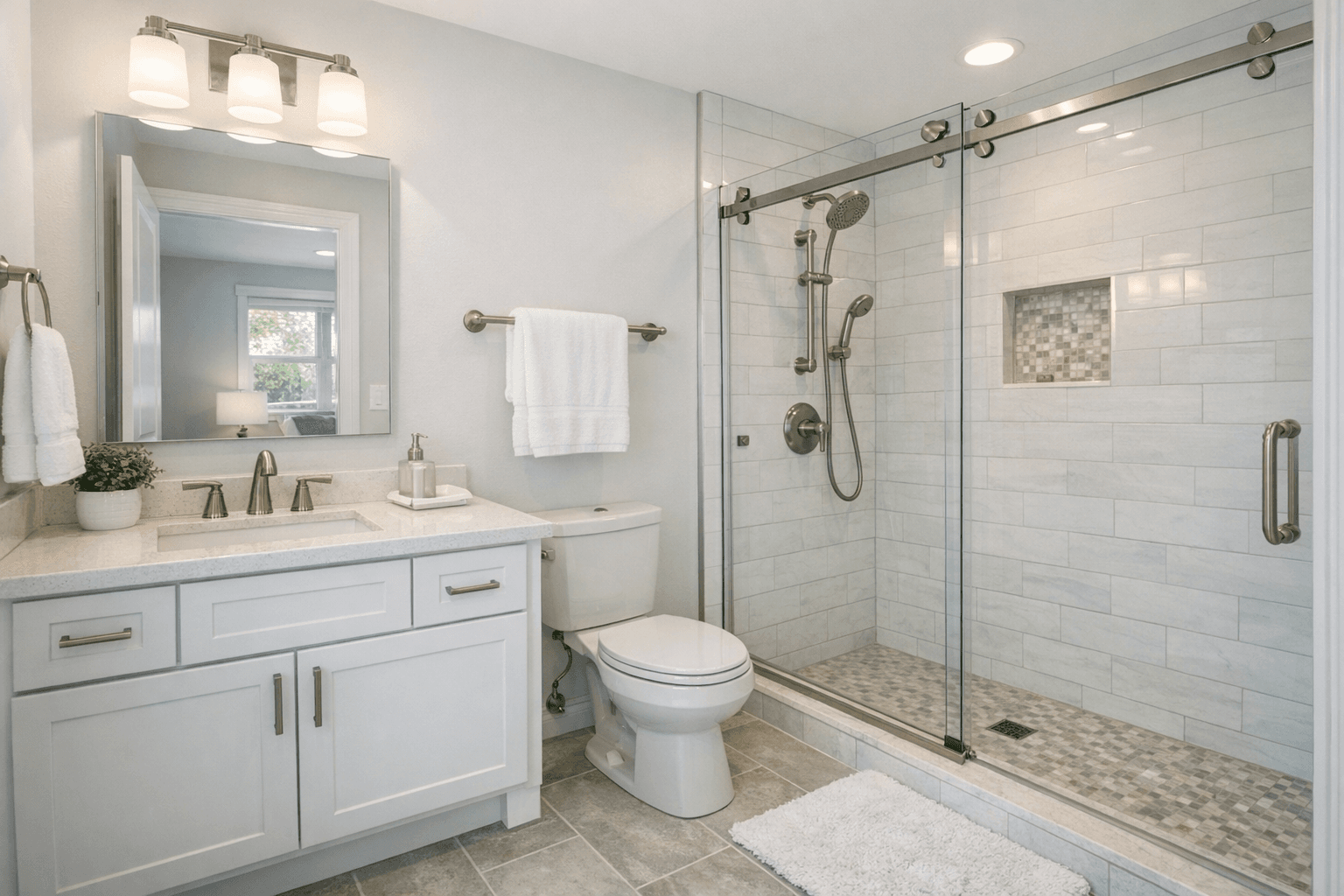 Bathroom tile and vanity renovation details