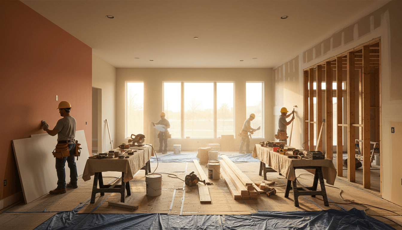 Organized renovation workspace and tools