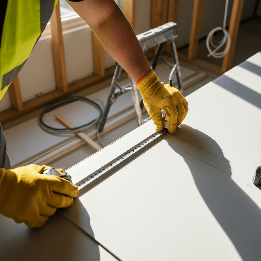 Contractor inspecting finished renovation work